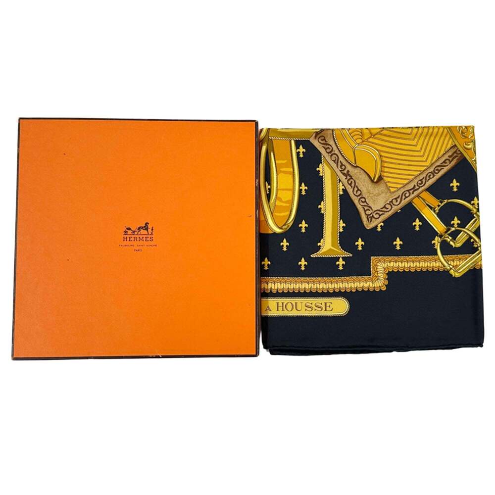 HERMES Black Silk Scarf - Picture 6 of 10